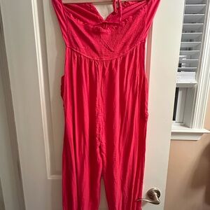 Cupshe Hot Pink Strapless Jumpsuit